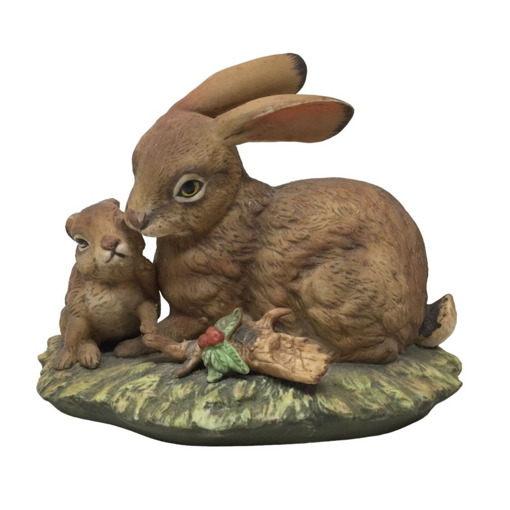 Vintage Rabbit with Baby Bunny Figurine - Masterpiece Porcelain Collection Natur